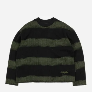 wasted paris scrip stripped crewneck black army