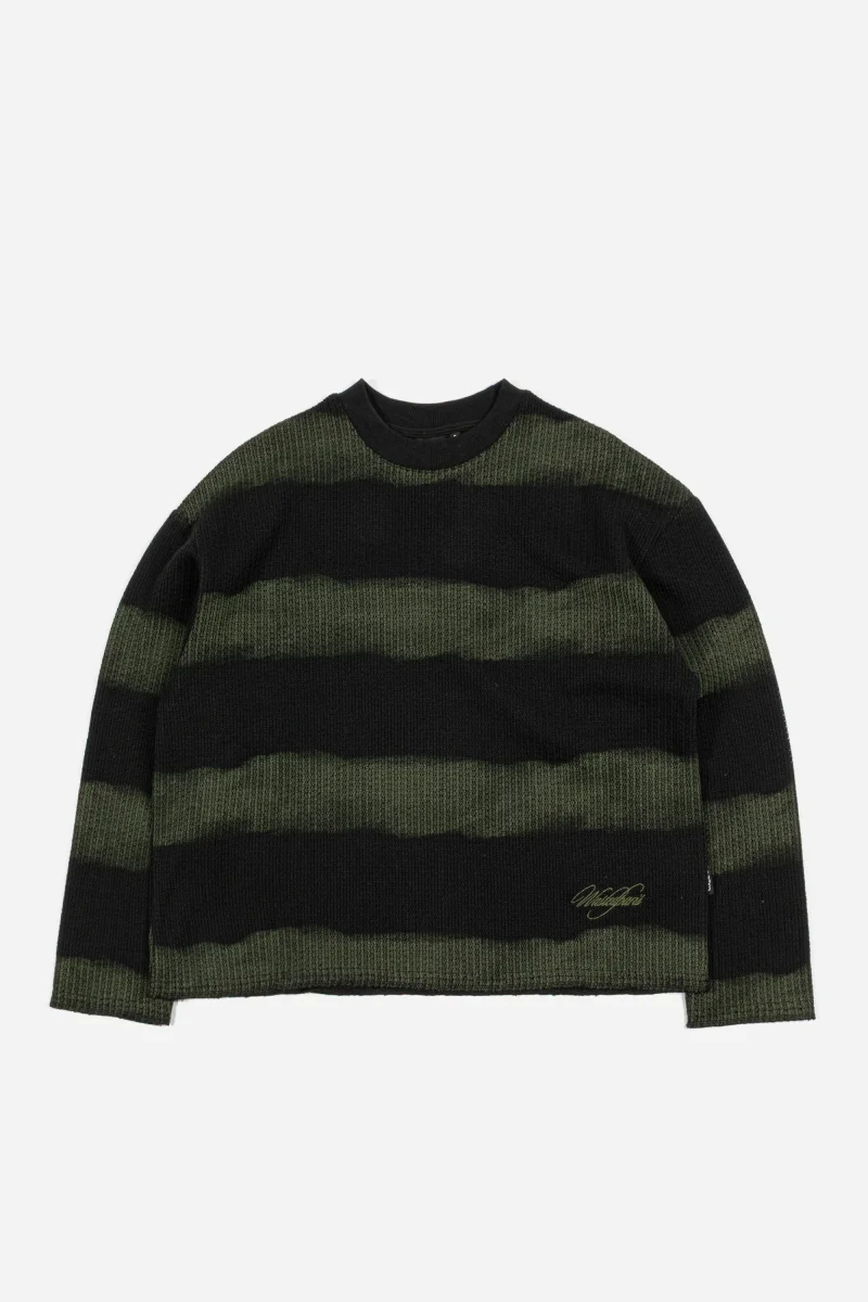 wasted paris scrip stripped crewneck black army