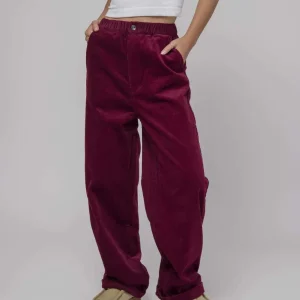 huf pantalon corduroy baggie burdeos