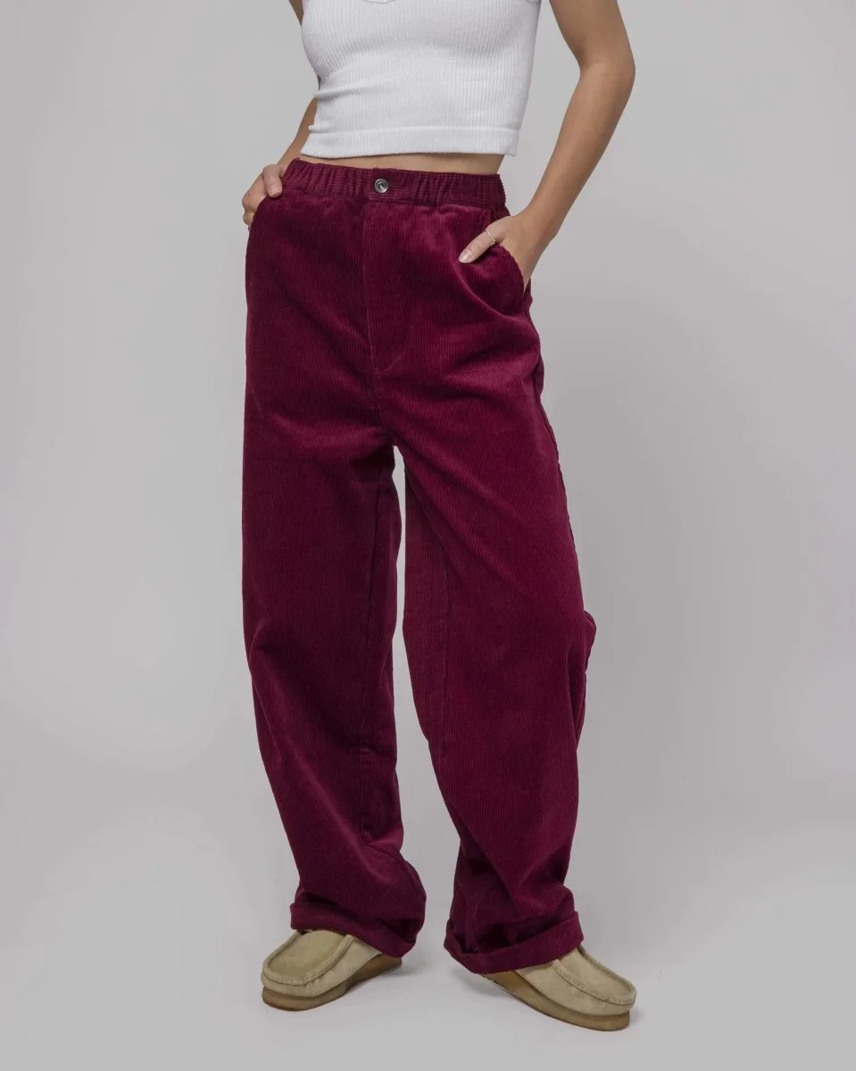 huf pantalon corduroy baggie burdeos