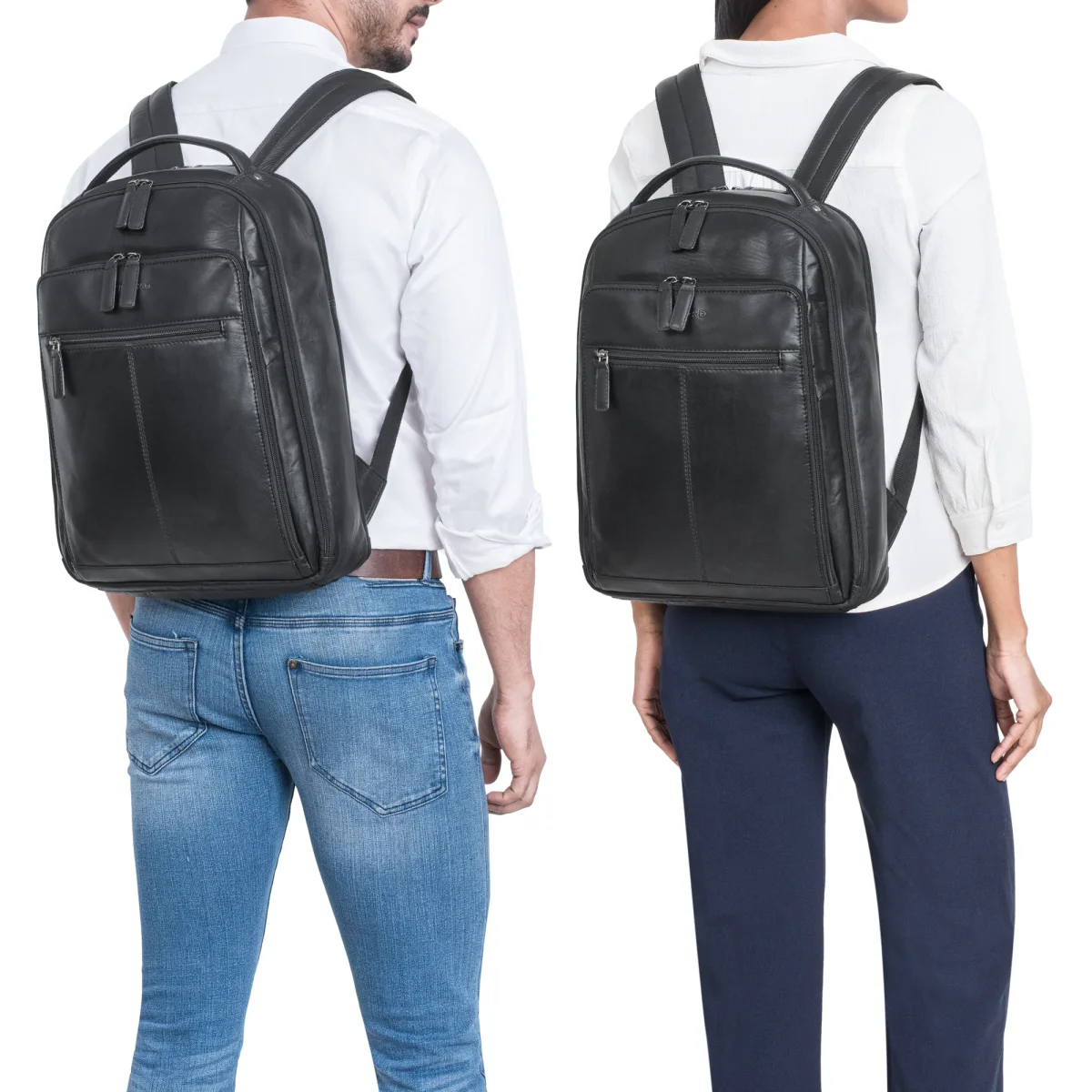 «Nami» Mochila de cuero para portátil de 15 pulgadas para hombres y mujeres